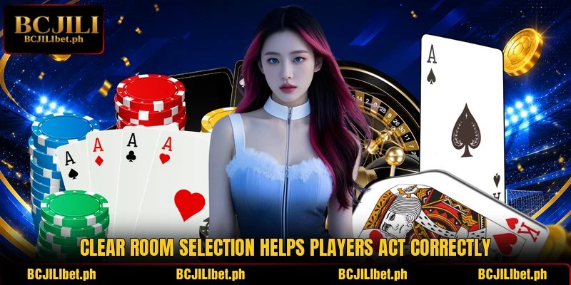Clear room selection helps players act correctly
