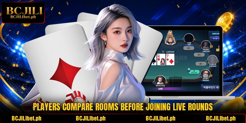 Players compare rooms before joining live rounds