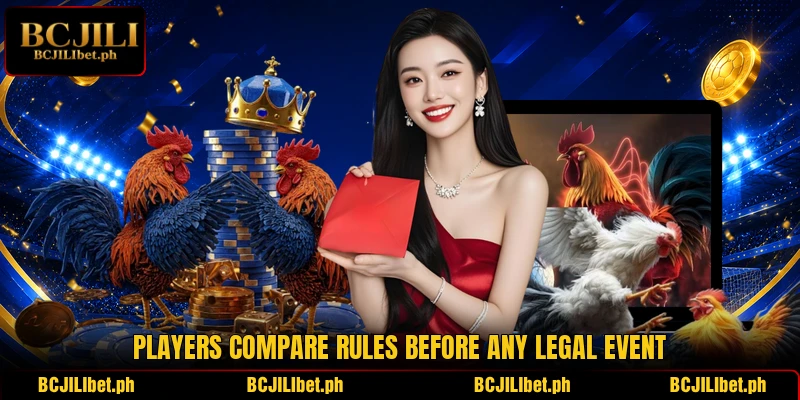 Players compare rules before any legal event Players compare rules before any legal event
