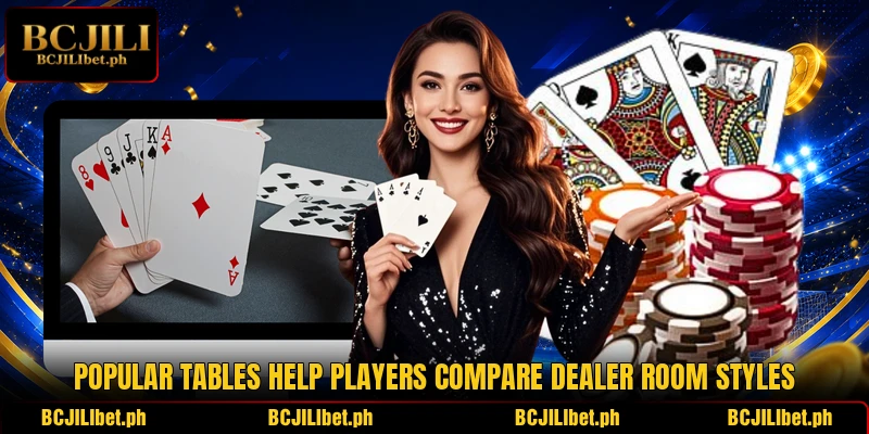 Popular tables help players compare dealer room styles
